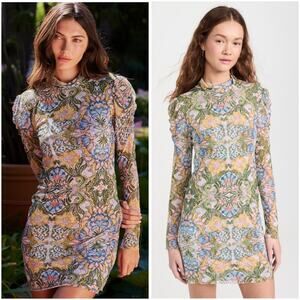 MISA Stormi Long Sleeve Printed Mini Dress XS
